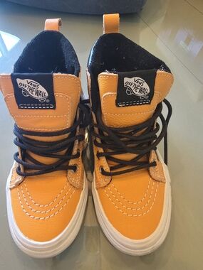 Vans Kids High-Top Sneakers in Gold with Black Laces
